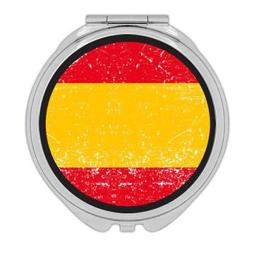 Spain : Gift Compact Mirror Flag Retro Artistic Spanish Expat Country