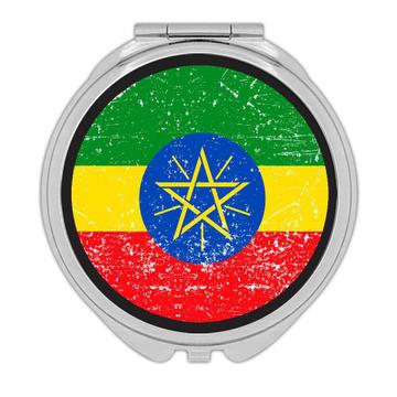 Ethiopia : Gift Compact Mirror Flag Retro Artistic Ethiopian Expat Country