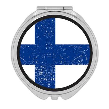 Finland : Gift Compact Mirror Flag Retro Artistic Finnish Expat Country