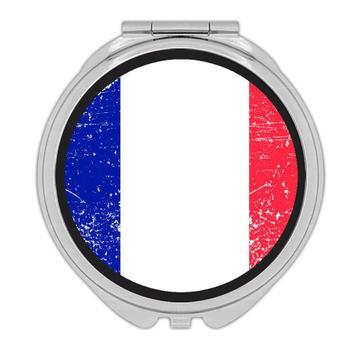 France : Gift Compact Mirror Flag Retro Artistic French Expat Country