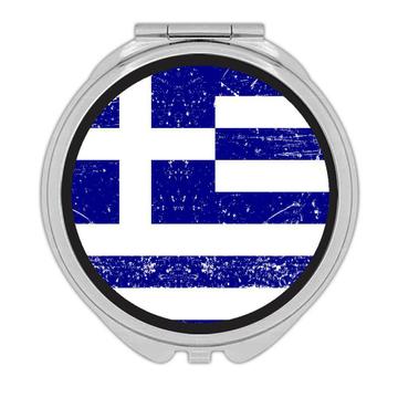 Greece : Gift Compact Mirror Flag Retro Artistic Greek Expat Country