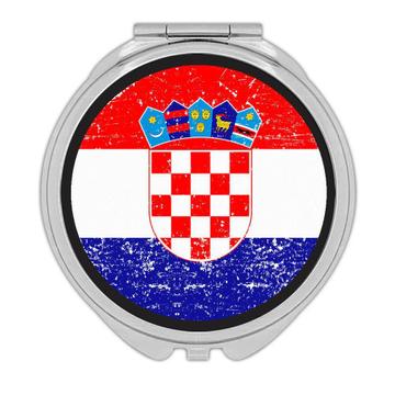 Croatia : Gift Compact Mirror Flag Retro Artistic Croatian Expat Country