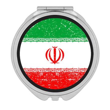 Iran : Gift Compact Mirror Flag Retro Artistic Iranian Expat Country Made in USA
