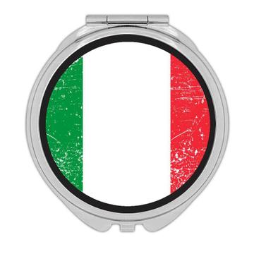 Italy : Gift Compact Mirror Flag Retro Artistic Italian Expat Country