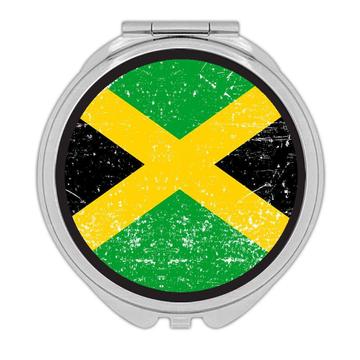 Jamaica : Gift Compact Mirror Flag Retro Artistic Jamaican Expat Country