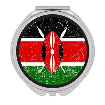Kenya : Gift Compact Mirror Flag Retro Artistic Kenyan Expat Country