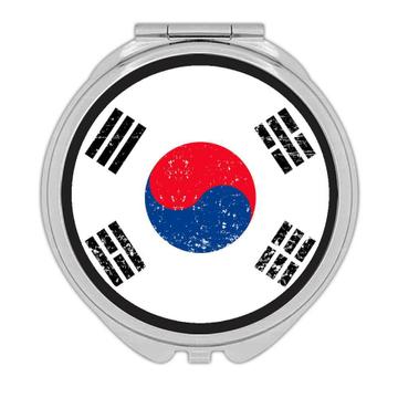 South Korea : Gift Compact Mirror Flag Retro Artistic Korean Expat Country