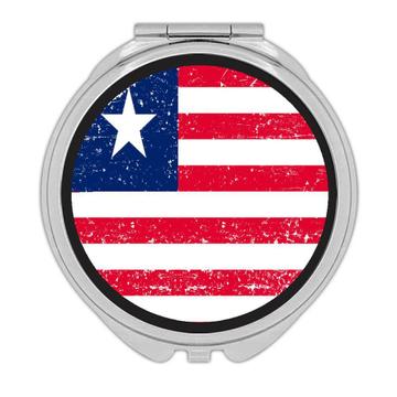 Liberia : Gift Compact Mirror Flag Retro Artistic Liberian Expat Country