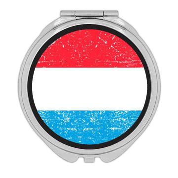 Luxembourg : Gift Compact Mirror Flag Retro Artistic Luxembourger Expat Country