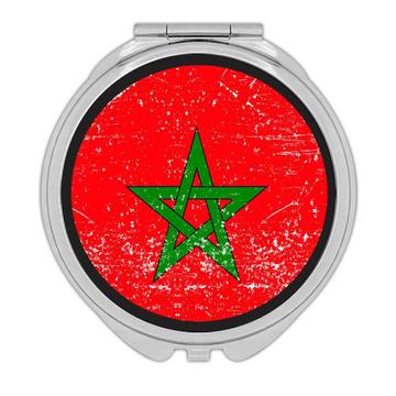 Morocco : Gift Compact Mirror Flag Retro Artistic Moroccan Expat Country