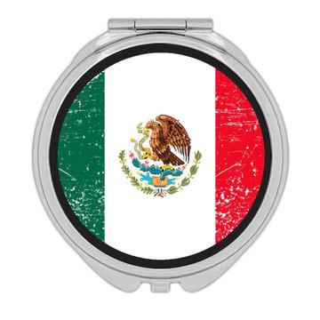 Mexico : Gift Compact Mirror Flag Retro Artistic Mexican Expat Country