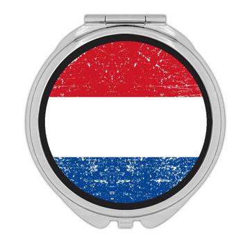 Netherlands : Gift Compact Mirror Flag Retro Artistic Dutch Expat Country