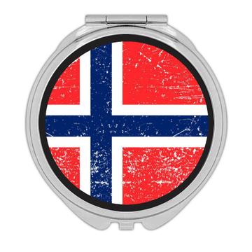 Norway : Gift Compact Mirror Flag Retro Artistic Norwegian Expat Country
