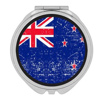 New Zealand : Gift Compact Mirror Flag Retro Artistic New Zealander Expat Country