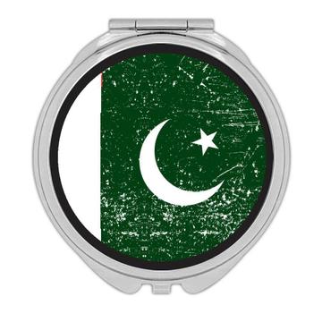 Pakistan : Gift Compact Mirror Flag Retro Artistic Pakistani Expat Country