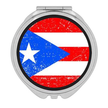Puerto Rico : Gift Compact Mirror Flag Retro Artistic Puerto Rican Expat Country