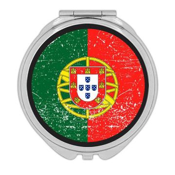 Portugal : Gift Compact Mirror Flag Retro Artistic Portuguese Expat Country