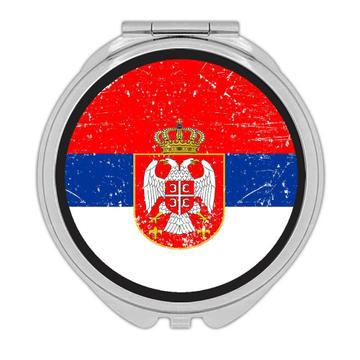Serbia : Gift Compact Mirror Flag Retro Artistic Serbian Expat Country