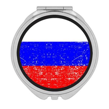 Russia : Gift Compact Mirror Flag Retro Artistic Russian Expat Country