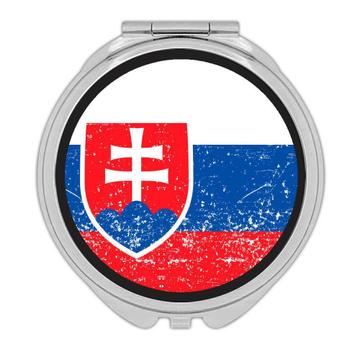 Slovakia : Gift Compact Mirror Flag Retro Artistic Slovak Expat Country