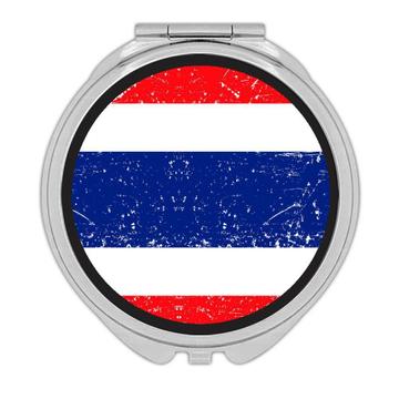 Thailand : Gift Compact Mirror Flag Retro Artistic Thai Expat Country