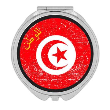 Tunisia : Gift Compact Mirror Flag Retro Artistic Tunisian Expat Country