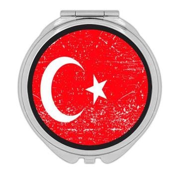 Turkey : Gift Compact Mirror Flag Retro Artistic Turkish Expat Country