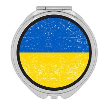 Ukraine : Gift Compact Mirror Flag Retro Artistic Ukrainian Expat Country