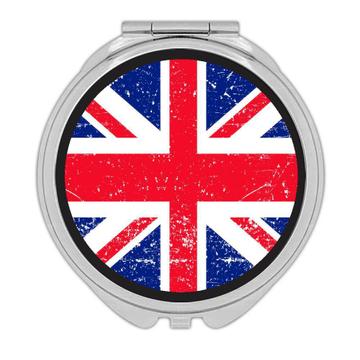 United Kingdom : Gift Compact Mirror Flag Retro Artistic British Expat Country