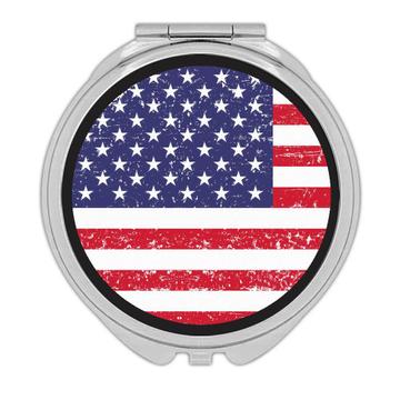 United States : Gift Compact Mirror Flag Retro Artistic Expat Country