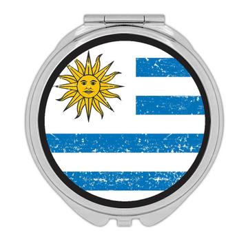 Uruguay : Gift Compact Mirror Flag Retro Artistic Uruguayan Expat Country