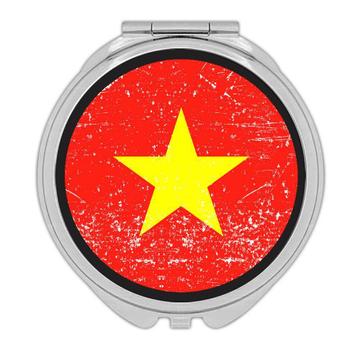 Vietnam : Gift Compact Mirror Flag Retro Artistic Vietnamese Expat Country