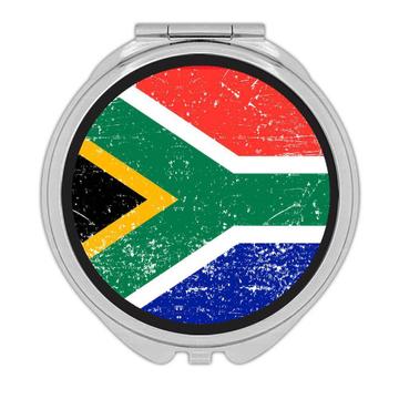 South Africa : Gift Compact Mirror Flag Retro Artistic South African Expat Country