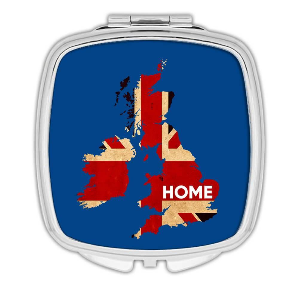 Gift Compact Mirror : United Kingdom Map HOME British England Flag Expat Country