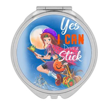 WITCH Halloween : Gift Compact Mirror Fall Face Decoration Cute Yes I Can Drive a Stick