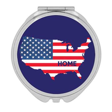 USA Home Map Flag : Gift Compact Mirror Americana United States American Country
