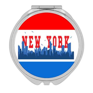 USA New York : Gift Compact Mirror Americana United States American Skyline Country