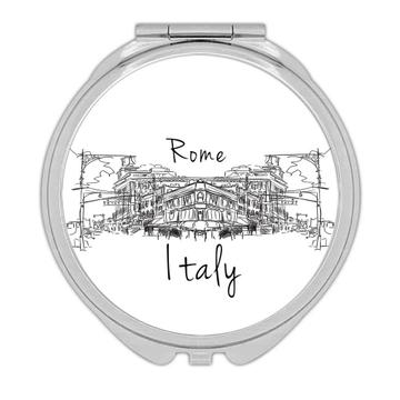 Italy Rome : Gift Compact Mirror Italian Epat Country Souvenir Pride Outline Sketch