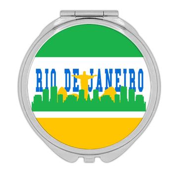 Brazil Rio de Janeiro : Gift Compact Mirror Brazilian Brasil Skyline Souvenir Country Flag