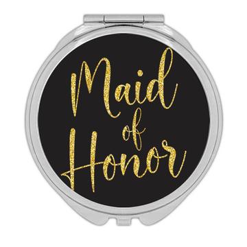 Maid of Honor : Gift Compact Mirror Faux Glitter Gold Wedding Bride Party Favors