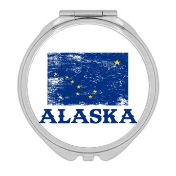 Alaska : Gift Compact Mirror Flag Distressed Souvenir State USA Christmas Birthday Coworker