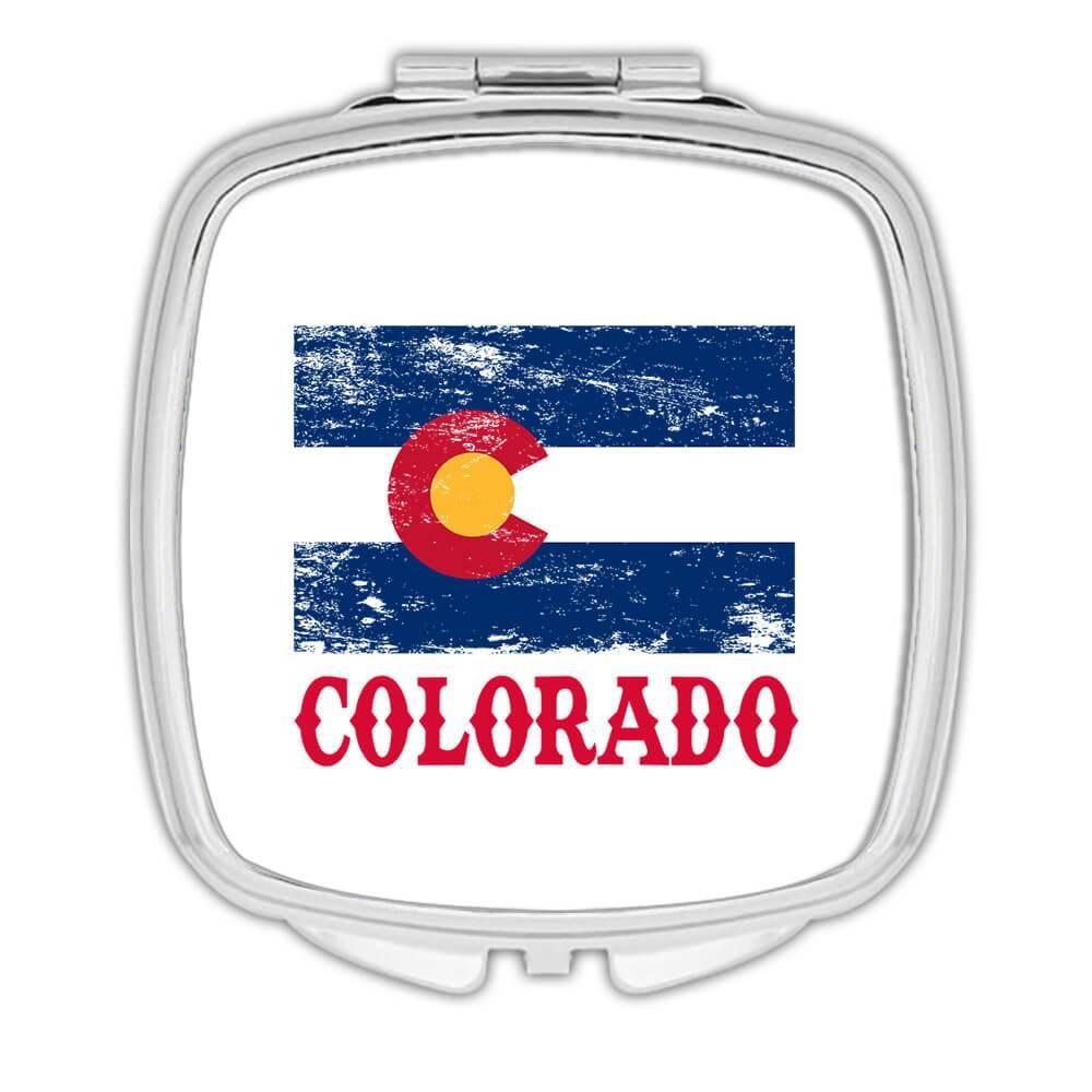 Gift Compact Mirror : Colorado Flag Distressed Souvenir State USA Christmas - Picture 3 of 3