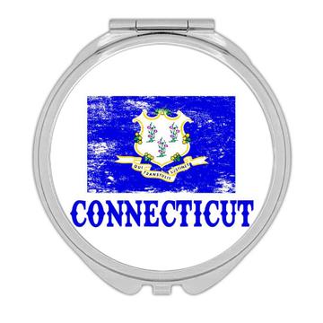 Connecticut : Gift Compact Mirror Flag Distressed Souvenir State USA Christmas Birthday