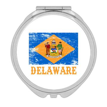 Delaware : Gift Compact Mirror Flag Distressed Souvenir State USA Christmas Coworker