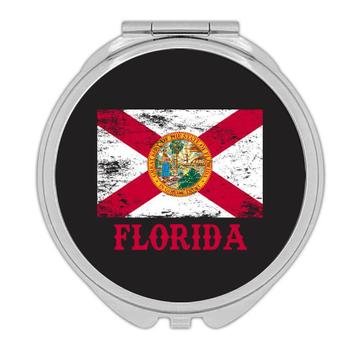 Florida : Gift Compact Mirror Flag Distressed Souvenir State USA Christmas Coworker