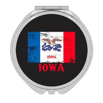 Iowa : Gift Compact Mirror Flag Distressed Souvenir State USA Christmas Coworker