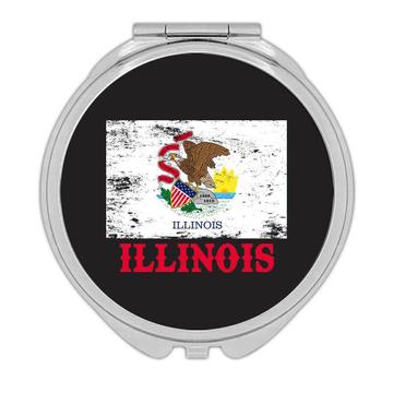Illinois : Gift Compact Mirror Flag Distressed Souvenir State USA Christmas Coworker