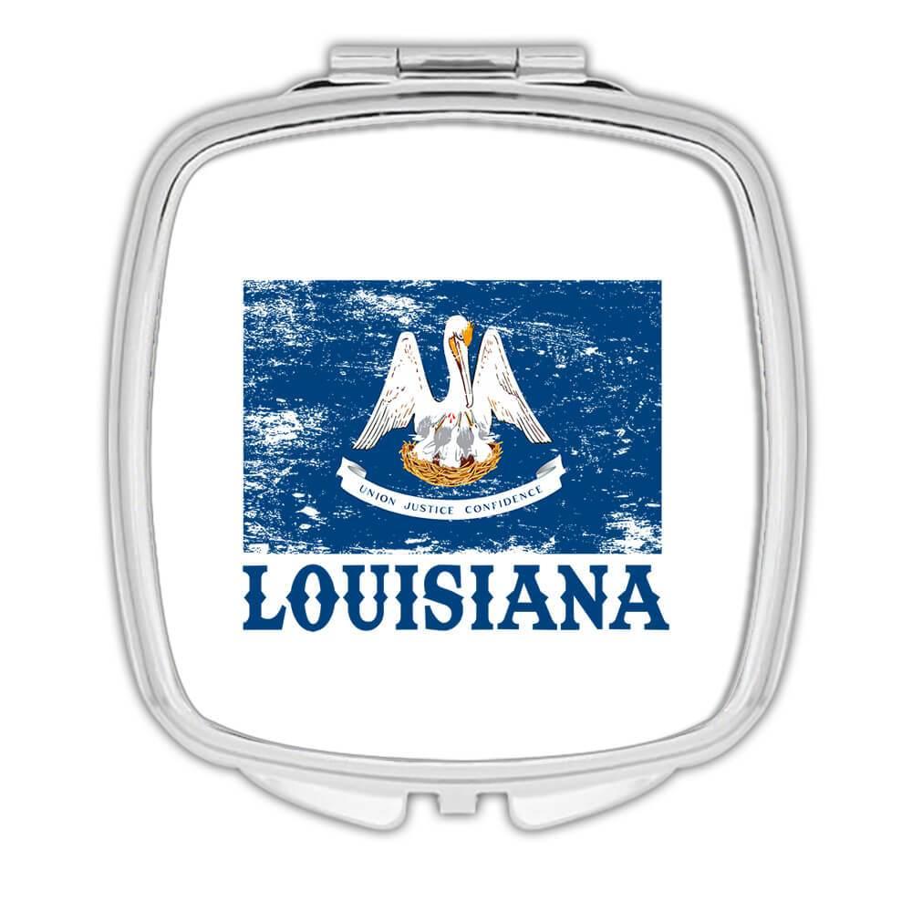 Gift Compact Mirror : Louisiana Flag Distressed Souvenir State USA Christmas - Picture 3 of 3