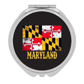 Maryland : Gift Compact Mirror Flag Distressed Souvenir State USA Christmas Coworker