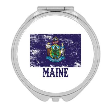 Maine : Gift Compact Mirror Flag Distressed Souvenir State USA Christmas Coworker